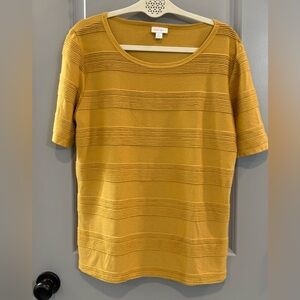 LuLaRoe Textured Short Sleeve Knit Top in Mustard